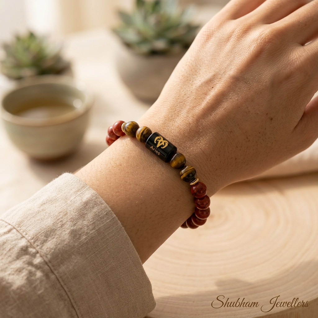 ♈ Aries (मेष) Zodiac Stone Bracelet