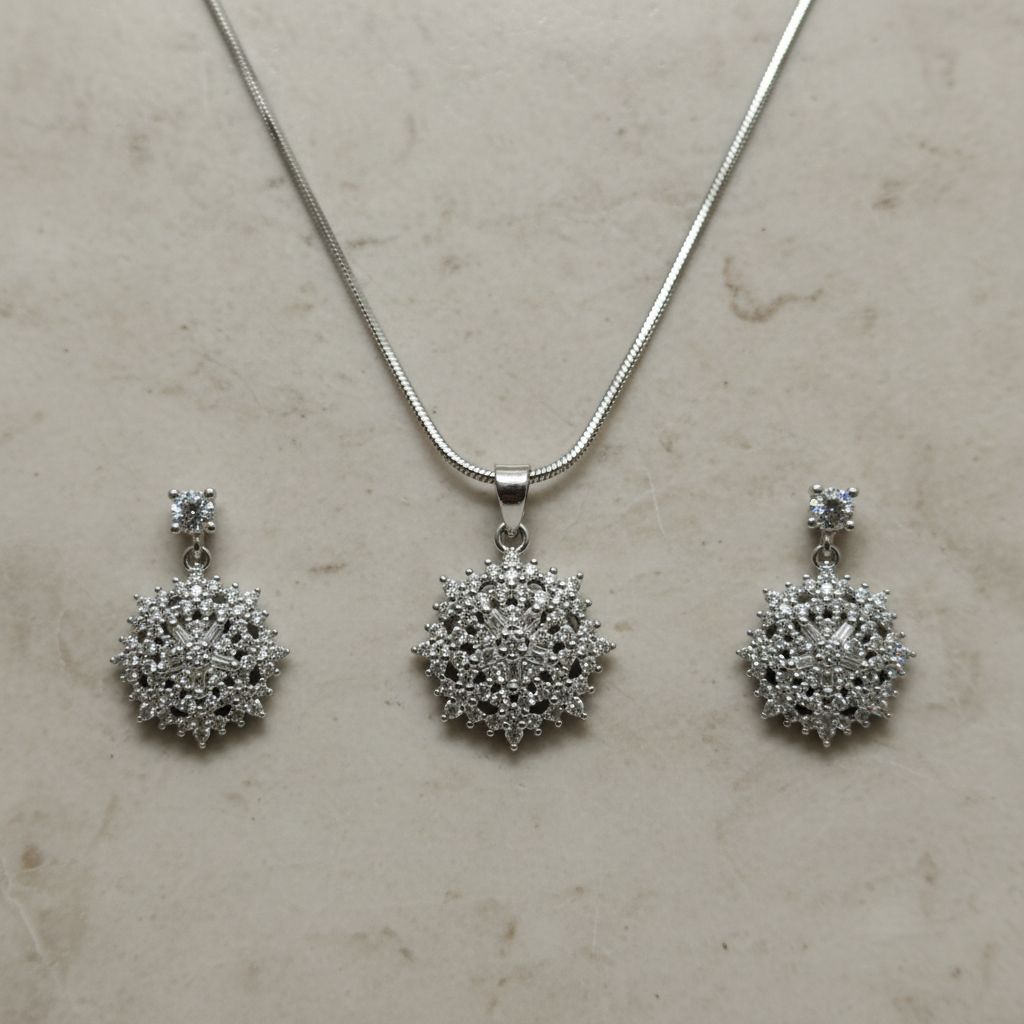 925 Italian silver pendant chain set