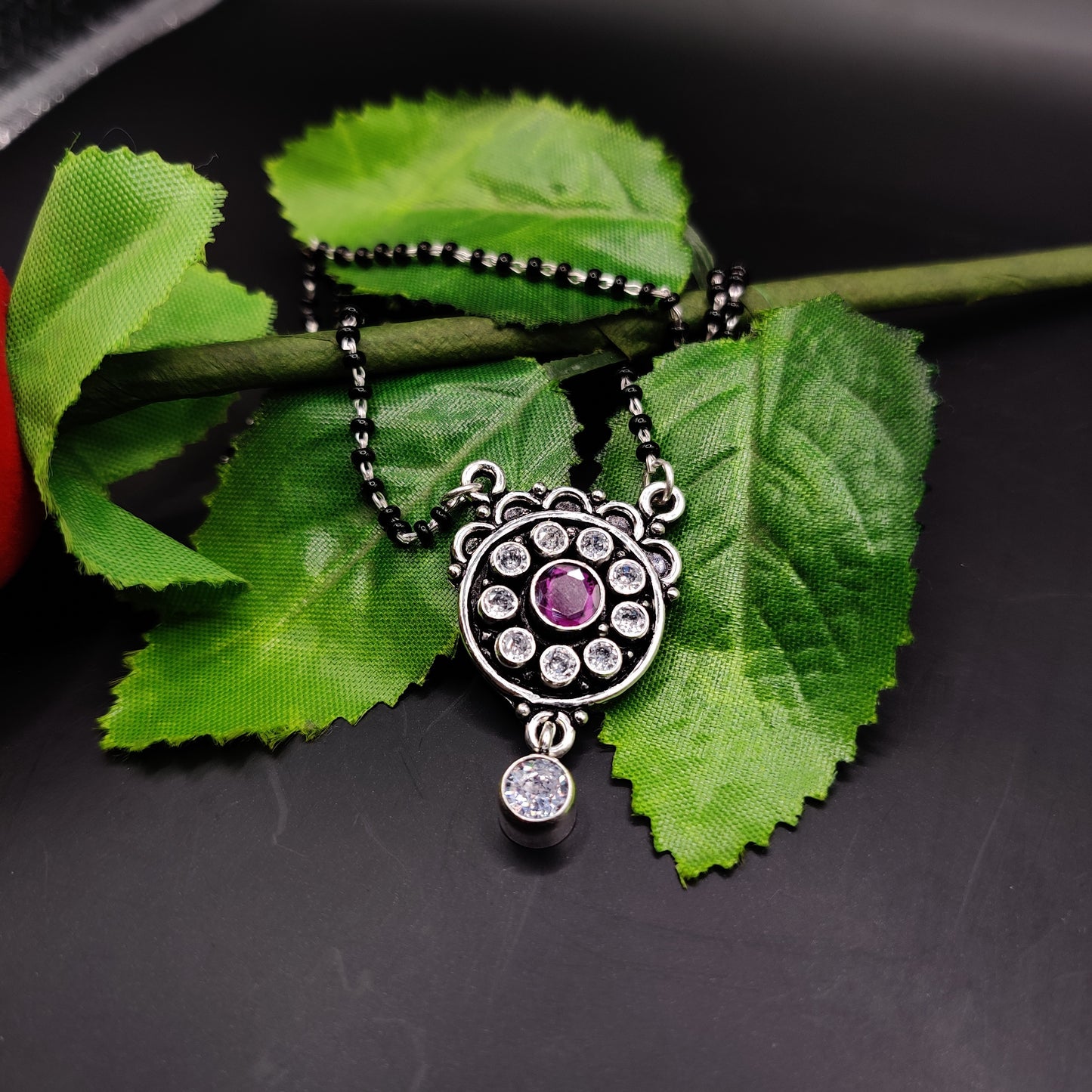 Oxidized silver mangalsutra