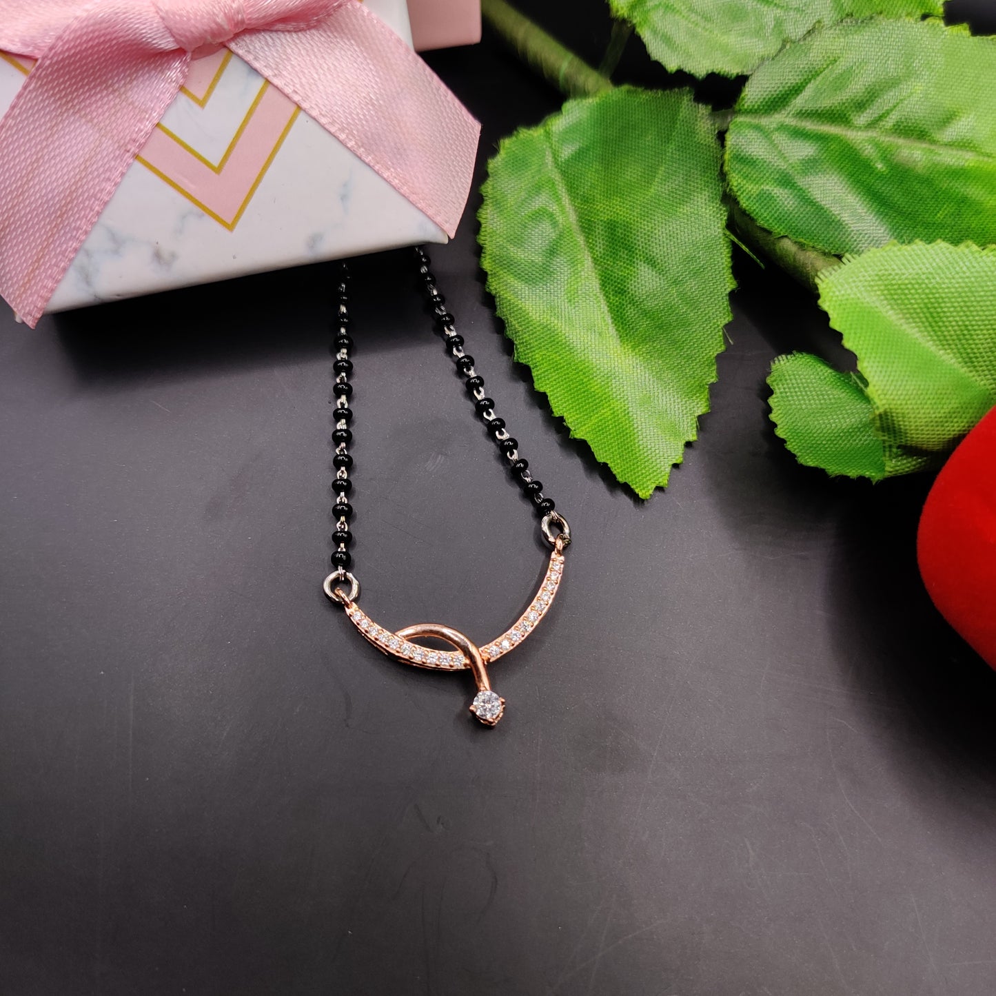 Rose gold silver mangalsutra
