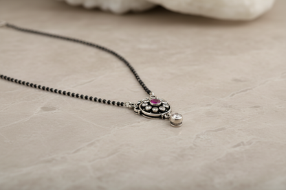 Oxidized silver mangalsutra