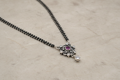 Oxidized silver mangalsutra