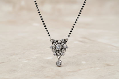 Oxidized silver mangalsutra
