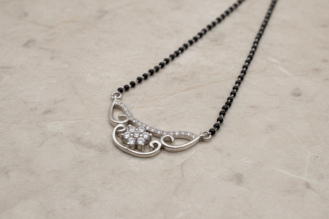 Italian silver mangalsutra