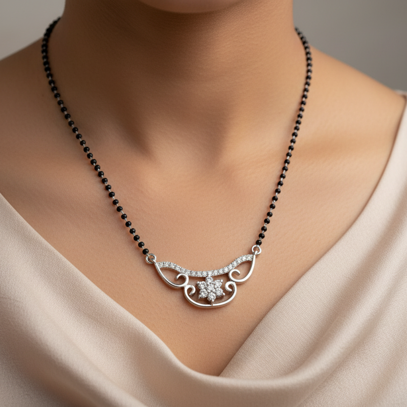 Italian silver mangalsutra