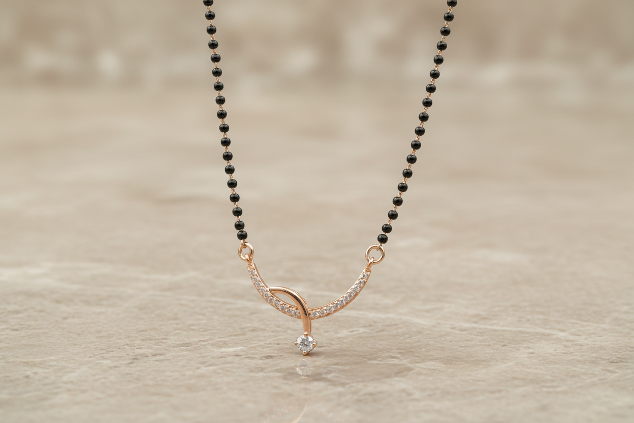 Rose gold silver mangalsutra