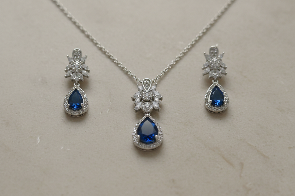 925 Italian silver pendant chain set