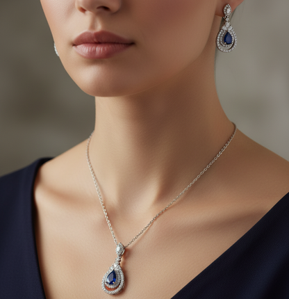 925 Italian silver pendant chain set