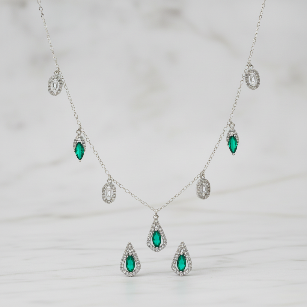 925 Italian silver pendant chain Set