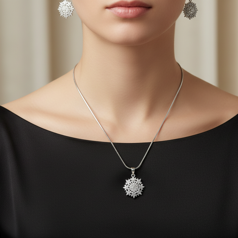 925 Italian silver pendant chain set