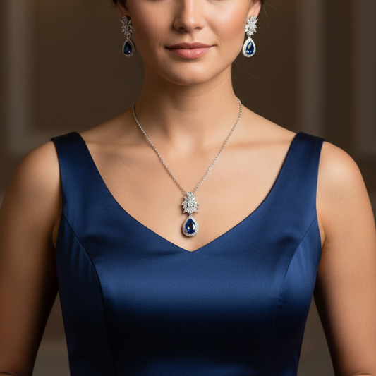 925 Italian silver pendant chain set