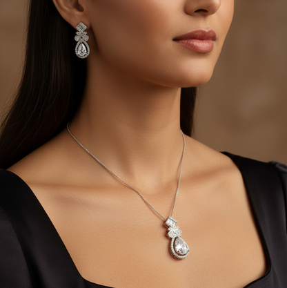925 Italian silver pendant chain set