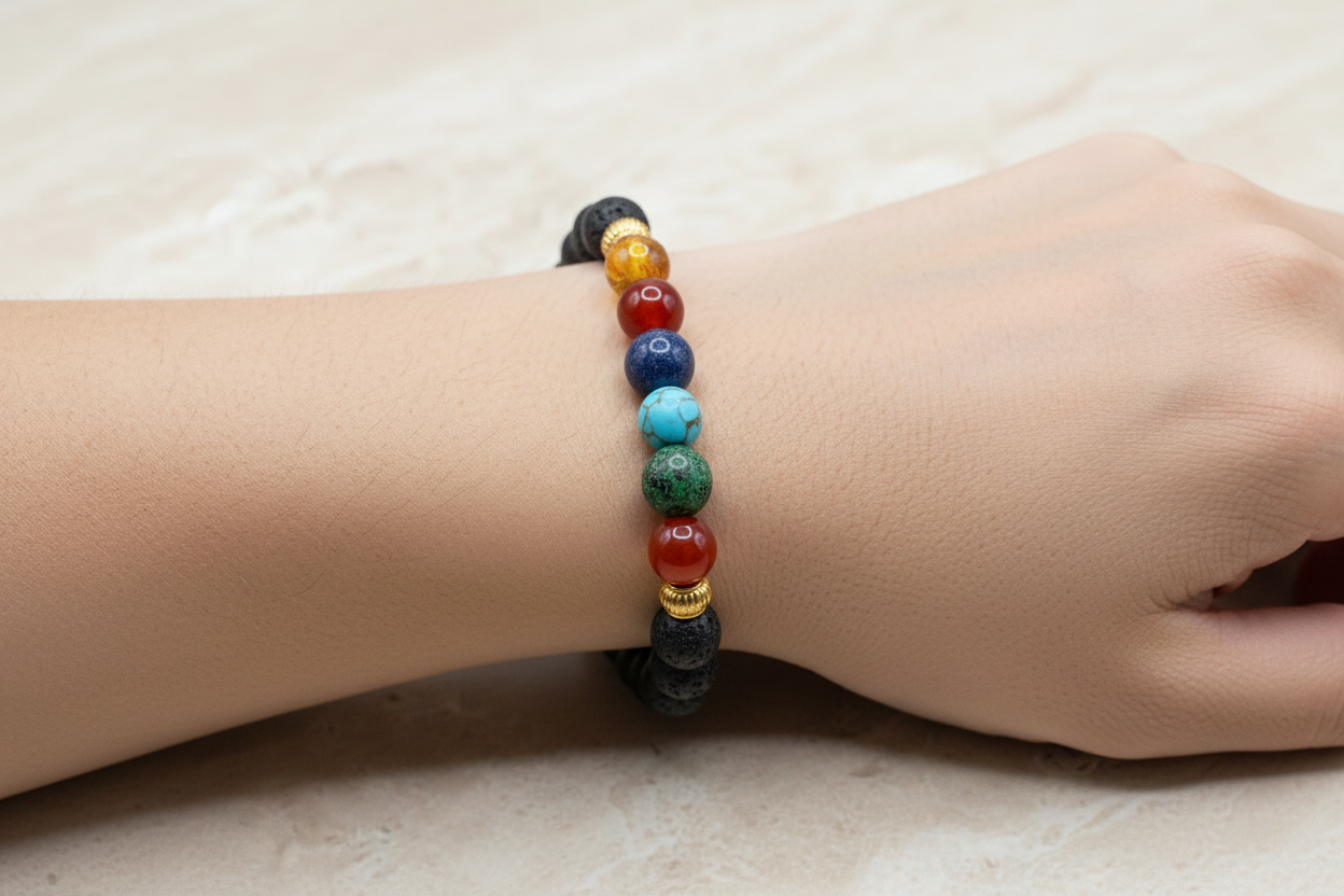 7 Chakras With Lava Stone bracelet