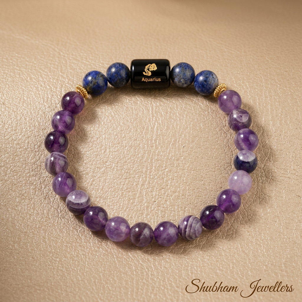 ♒ Aquarius (कुंभ) Zodiac Stone Bracelet