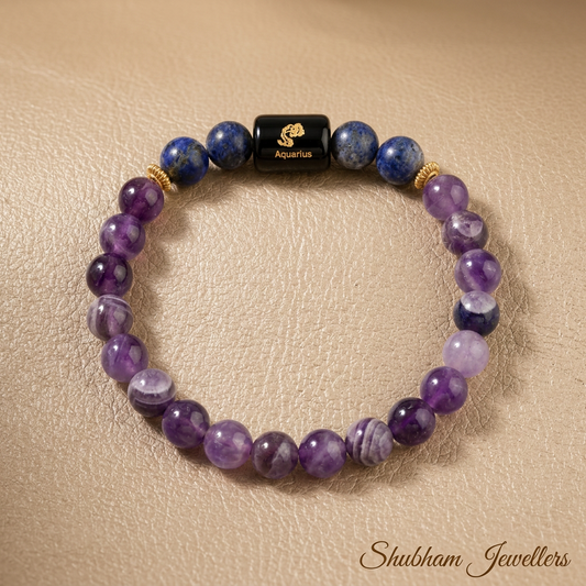 ♒ Aquarius (कुंभ) Zodiac Stone Bracelet