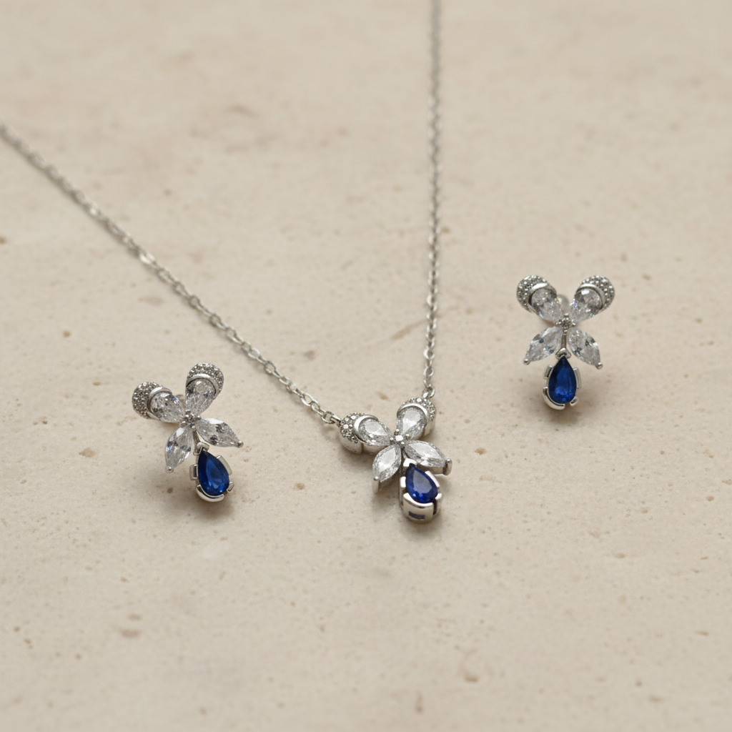 925 Italian silver pendant chain set