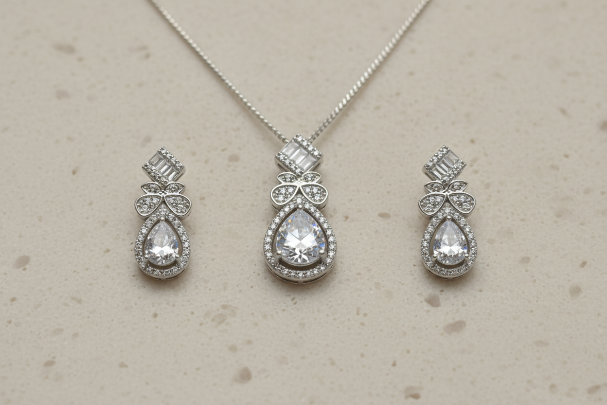 925 Italian silver pendant chain set