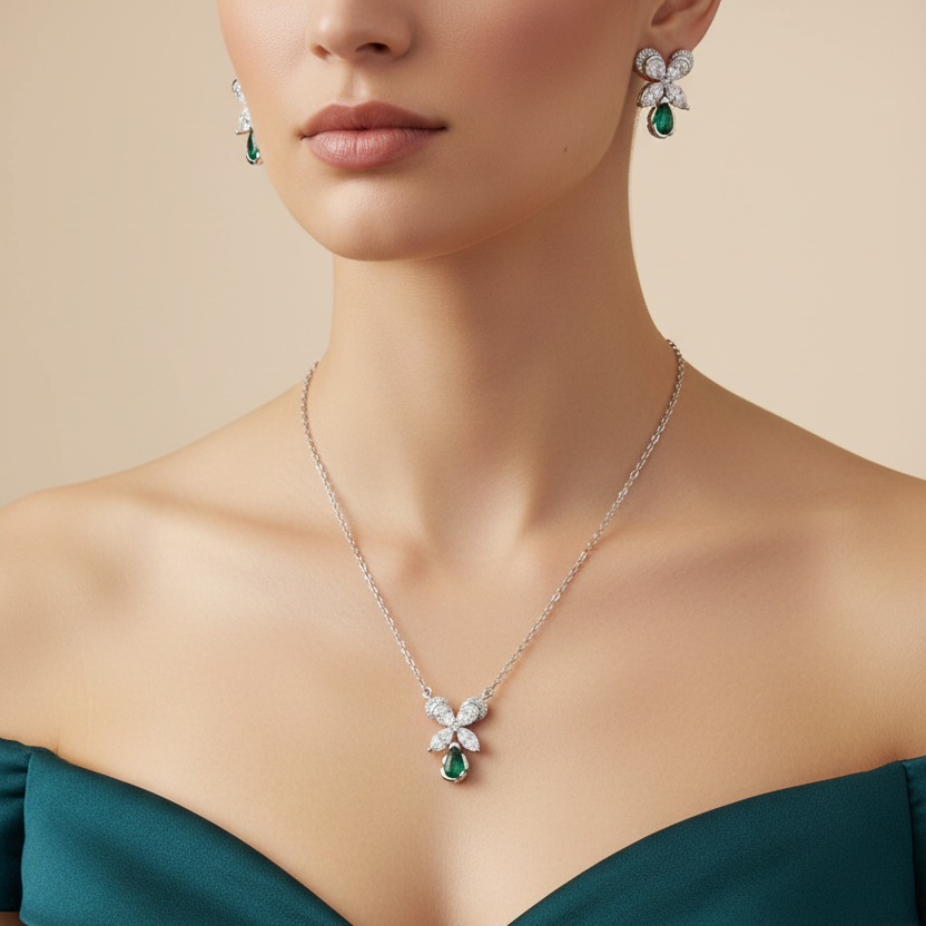 925 Italian silver pendant chain set