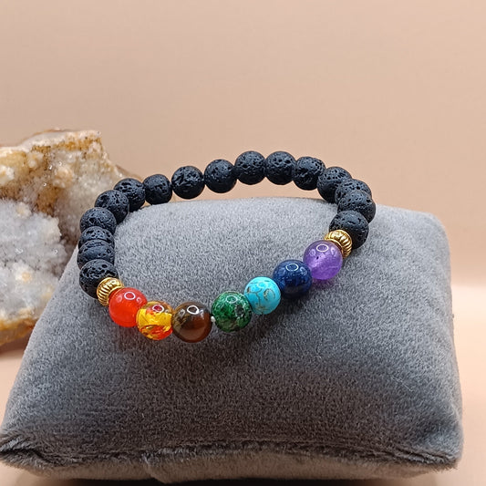 7 Chakras With Lava Stone bracelet