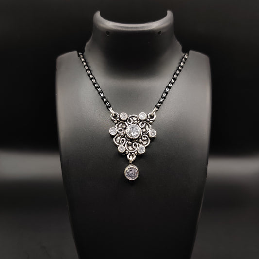 Oxidized silver mangalsutra